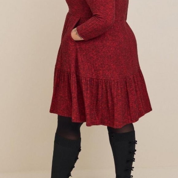 Torrid mini brushed soft red tiered skater dress Size 5X - Picture 16 of 16